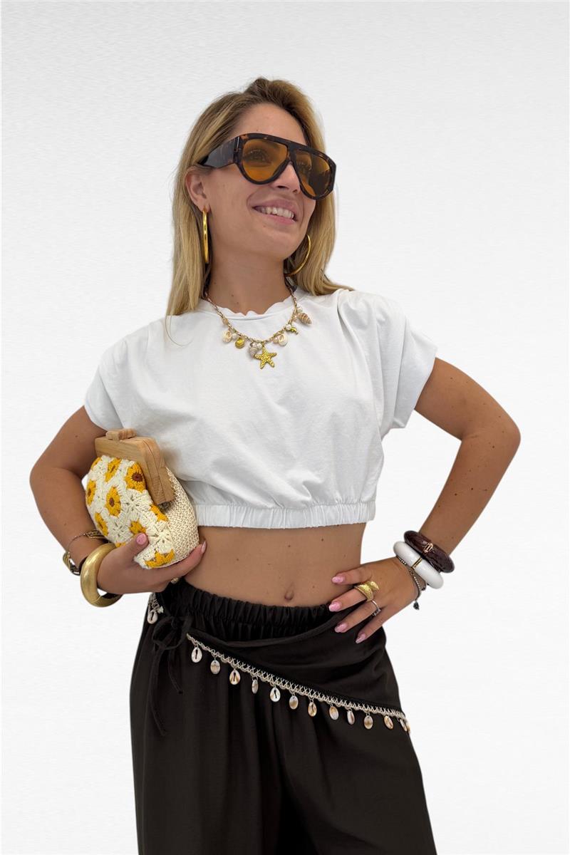 maglia crop spallino imbottito cropped